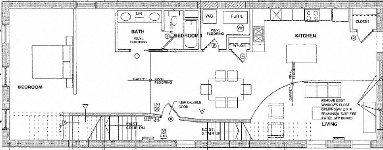Floor plan for 1 bed, 1 bath, 1344 sqft